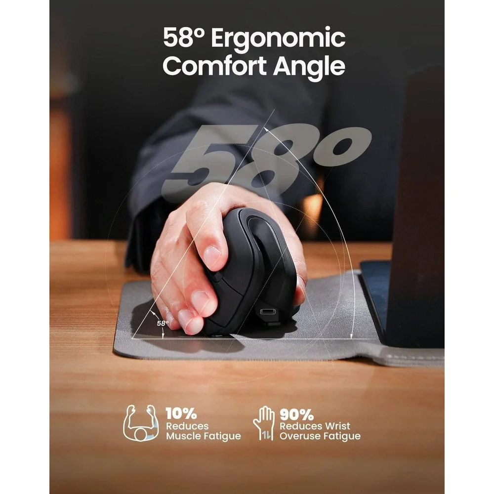 ProtoArc EM11 NL Wireless Vertical Ergonomic Mouse Bluetooth 2.4G Rechargeable